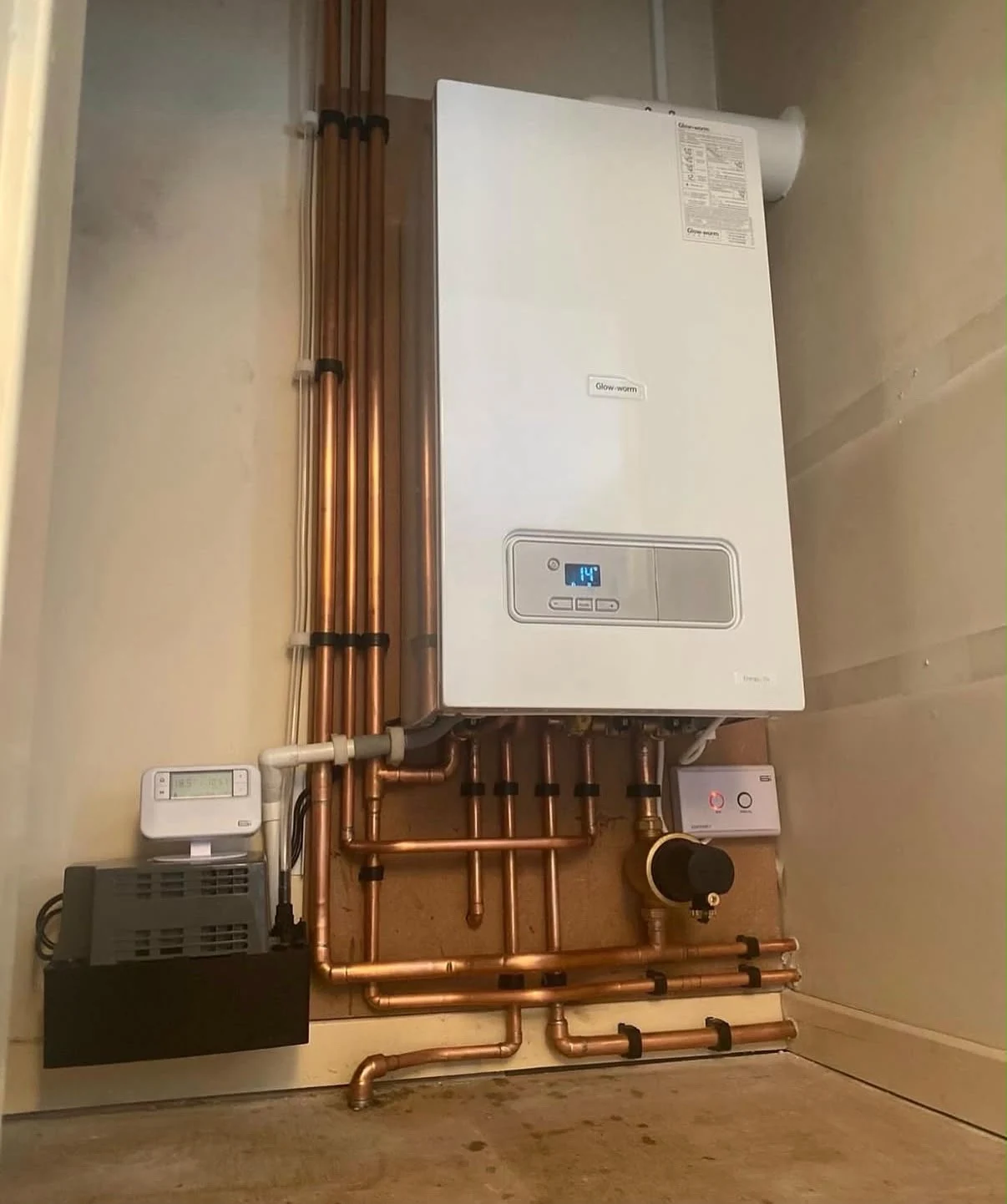Star Boilers boiler installation with copper pipework and system filter